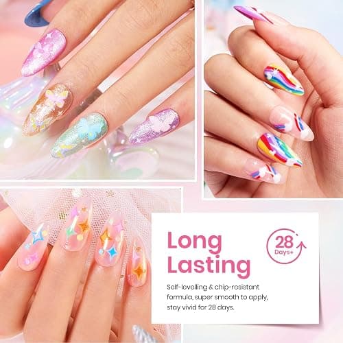 Beetles Gel Nail Polish Set, 24 Pcs 20 Colors Rainbow Pastel Neon Cat Eye Pink Purple Glitter Red Green Gel Nail Polish Kit Soak Off UV with Base Coat Top Coat Gift for Women Dreamy Wonderland thumbnail 3