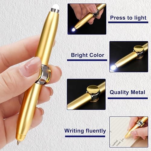 HEQU 4 Pieces Spinning Fidget Pen Fidget Ballpoint Pen Metal Writing Tool Practical Pen Stress Reducer Ballpoint Pen with LED Light thumbnail 2