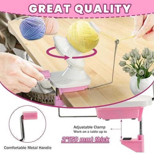 DASBET Yarn Winder Wool Winder Swift Wool Ball Spinner for Crocheting Needlecraft Yarn Ball Spinner Hand Operated (Pink) thumbnail 3