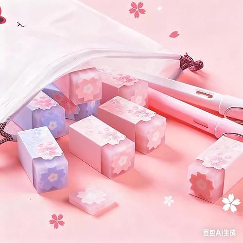 GZBABY Cherry Blossom Patternt Erasers 6 Pcs, Cute Cartoon Eraser, Stylish and Durable (Rectangle) thumbnail 5