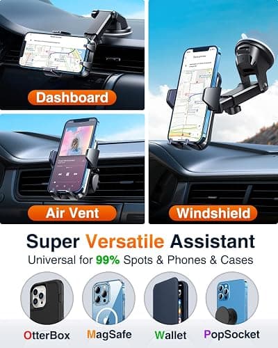VANMASS【85+LBS Strongest Suction & Military-Grade Ultimate Car Phone Mount【Patent & Safety Certs】 Cell Phone Holder Truck for Dashboard Windshield Vent for iPhone 17 Pro Max 16 15 for Samsung thumbnail 9