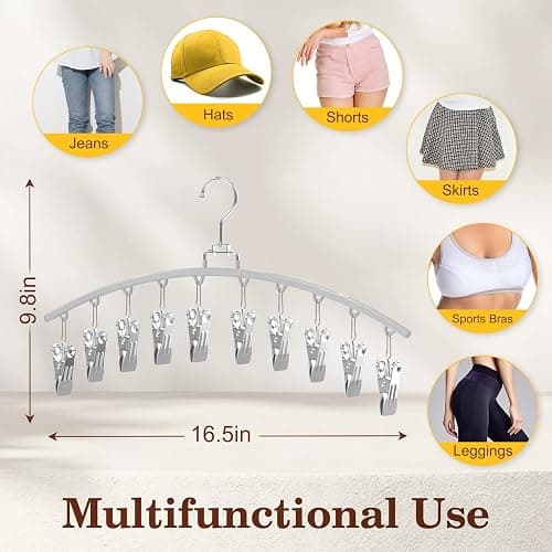 Ginyoyo 4 Pack Legging Organizer for Closet, Metal Gym Clothes Organizer w/40 Clips Holds 40 Leggings, Scarf Hangers Space Saving, Closet Organizers and Storage, Room Organization Essentials, Grey thumbnail 2