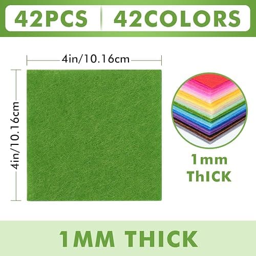 42 pcs Felt Fabric Sheet 4"x4" Assorted Color DIY Craft Squares Nonwoven 1mm Thick thumbnail 2