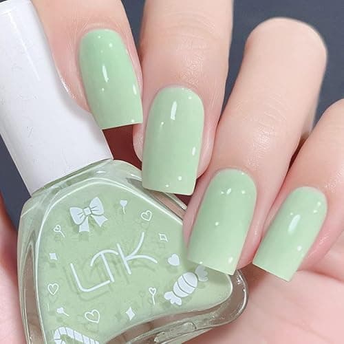Green Nail Polish - Mint Green Nail Polish - Quick Dry & Long Lasting Light Green Breathable Nail Varnish - Glossy Water Based Chip Resistant Nail Varnish for Women Nail Art Manicure - Image 1