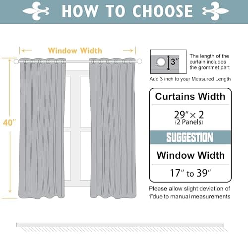 ChrisDowa Small Window Curtains 40 inches Long for Bedroom - Grommet Short Thermal Insulated Room Darkening Curtains for Kitchen (2 Panels, Pink, 29 x 40 Inch) thumbnail 2