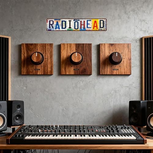 Vintage Radiohead Metal Tin Sign Poster，Street Signs, License Plates for Music Room Home Bar Wall Decor，Music Band Album Artist Posters，16x4 inches， Suitable for Studio, Funky Bedroom, Living Room Cool Decoration, and Merch Gifts for Band Fans thumbnail 3