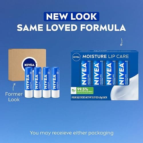 NIVEA Moisture Lip Care, Hydrating Lip Balm with Shea Butter, Nourishing Oils and Vitamin C & E, 3-in-1 Moisture, Repair and Nourish, 0.17 Oz Stick, Pack of 4 thumbnail 2