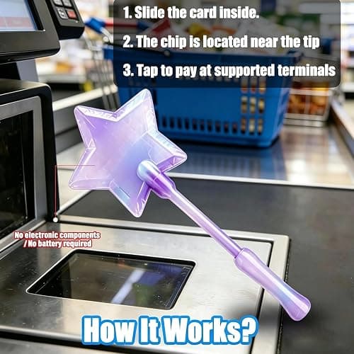 OISHE Credit Card Wand Tap to Pay Wand Magic Wand Credit Card Holder | 3D Printed Contactless Payment Card Holder, Easy NFC Checkout, For Debit & Credit Cards, Tap to Pay Accessory-Blue & Purple thumbnail 7