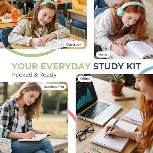 Nicpro 39 PCS Aesthetic School Supplies with Cute Pencil Case, 12 Color Pastel Highlighters, 5 Quick Dry Retractable Black Ink Pens, 6 Pastel Mechanical Pencil 0.5 & 0.7 mm for Student Stationary thumbnail 6