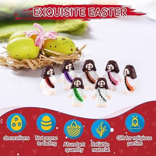 SUNYIWJIE 200Pcs 10-Color Little Jesus Figures, Mini Jesus Figurines in Bulk, Jesus Loves You Figures, Pocket Jesus Tiny Statues, Easter Egg Filler, Christmas Religious Decoration (200) thumbnail 5