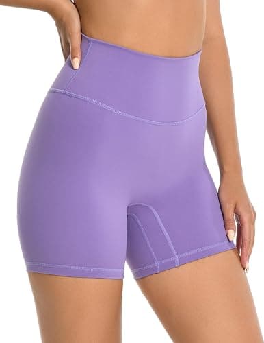 YUNOGA Women's High Waist Athletic Shorts 6" Inseam Yoga Shorts No Front Seam Workout Running Biker Shorts thumbnail 3