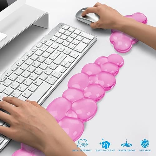 Gel Cloud Keyboard and Mouse Wrist Rest, Cute Wrist Support and Arm Support Keyboard Rest for Keyboard and Mouse Typing Pain Relief，Suitable for Office/Computer/Laptop/Gaming (Pink) - Pink thumbnail 2