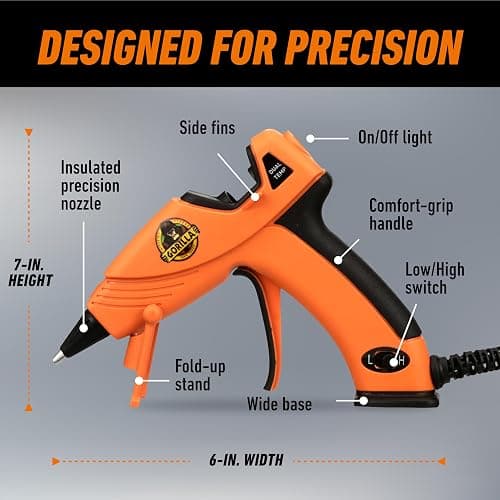 Gorilla Mini Hot Glue Gun Kit (Pack of 1 Mini Hot Glue Gun and 30 Sticks) - Dual Temp, Precision Nozzle, and Easy Squeeze Trigger thumbnail 2