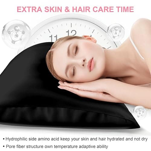 Mulberry Silk Pillow Cases 2 Pack Standard Size 20x26 Inches with Hidden Zipper, Ultra Smooth and Soft Breathable Cooling Silk Satin Pillowcase Set of 2, Better for Hair and Skin, Gifts for Women Men thumbnail 4