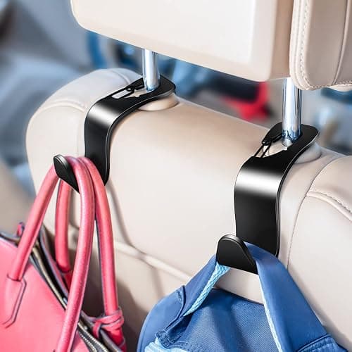 4 Pack Car Back Seat Headrest Hook Hanger for Purse Grocery Bag Handbag Hat thumbnail 5