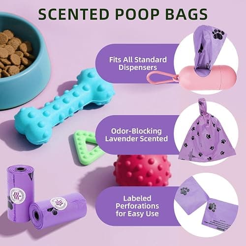 Purple Poop Bags for Dogs,18 rolls(270 Count Biodegradable Poop Bags,9x13 inches),With Dog Poop Bag Holder– Extra Thick & Leak-Proof Waste Bags for Dogs & Cats,Lavender Scent thumbnail 5