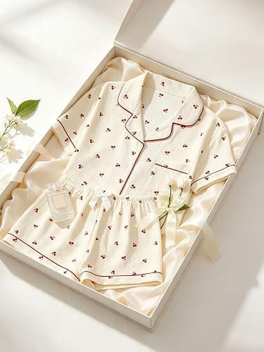 Verdusa Pajamas For Women Set 2 Piece Cute Pjs Sleepwear Lounge Sets | Pj Sets For Woman, Button Down Shirts With Pajama Shorts, Cute Print, Comfy Sets thumbnail 6