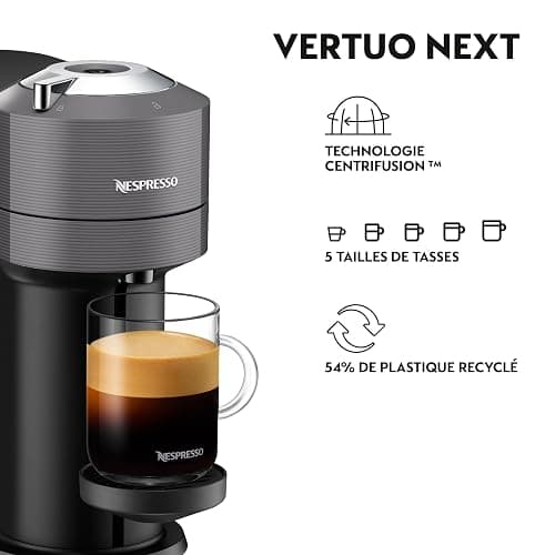 De'Longhi Nespresso Vertuo Next ENV120.GY, Machine à Café en Capsules, Machine à Café Portion Unique, 5 Tailles de Tasse, Technologie Centrifusion, Ensemble de Bienvenue Inclus, Gris Foncé thumbnail 4