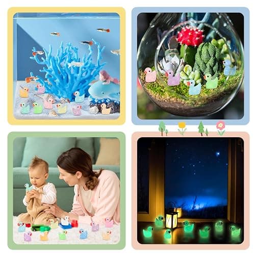 GADIEDIE 260pcs Luminous Mini Resin Ducks,Glow in The Dark Tiny Duck for Home Hide Prank Game Dollhouse Decor Aquarium Potted Miniature Landscape DIY Ornament thumbnail 7