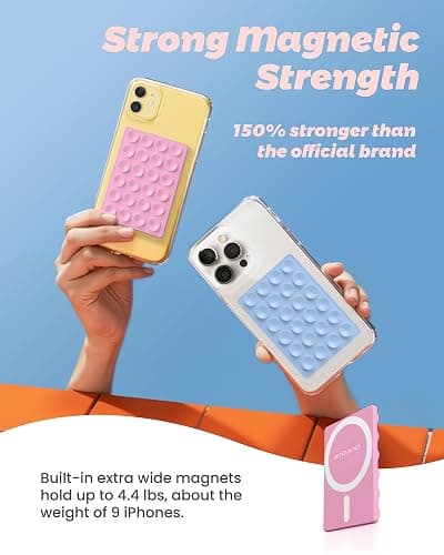 amBand Airplane Travel Essentials Phone Holder, Anti-Slip Magnetic Suction Cup Phone Mount for iPhone Fits Magsafe Attachment, Influencer/Sharer/Content Creator Must Haves for Selfie/Video, Peony Pink thumbnail 3
