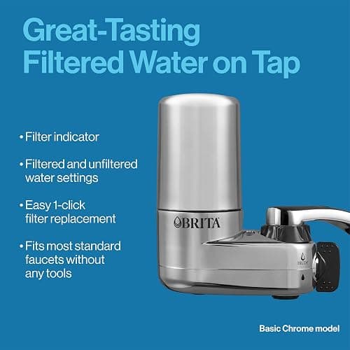 Brita Faucet Mount System, Water Faucet Filtration System with Filter Change Reminder, Reduces Lead, Made Without BPA, Fits Standard Faucets Only, Elite, Chrome, Includes 1 Replacement Filter - Faucet Mount + 1 Filter thumbnail 4