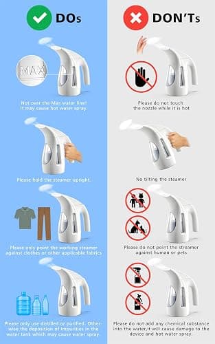 HiLIFE Steamer for Clothes, Portable Handheld Design, 240ml Big Capacity, 700W, Strong Penetrating Steam, Removes Wrinkle, for Home, Office(ONLY FOR 120V)(White) thumbnail 7