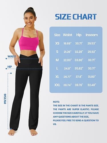 FOHOFO Yoga Pants Women, Flare Leggings for Women with Pockets Crossover High Waisted Bootcut Yoga Pants thumbnail 4