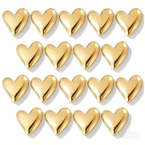BESARME 18PCS Fridge Magnets, Gold Refrigerator Magnets, Small Cute Heart-Shaped Fridge Decor, Locker Magnets for Home, Kitchen, School, Office, Whiteboard - Image 1