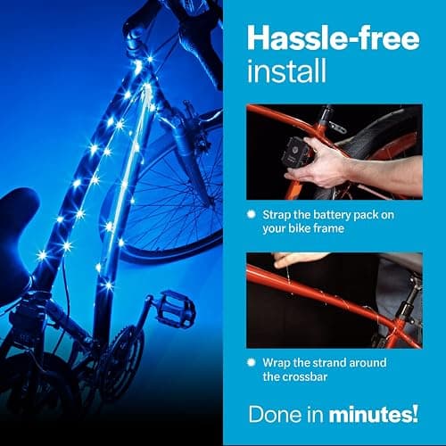 Brightz CosmicBrightz LED Bike Frame Rope Light - 6.5-Foot String Rope - Battery-Powered with On/Off Switch - Ultra Bright Color Keeps Your Ride Fun and Safe for Kids, Teens, & Adults thumbnail 6