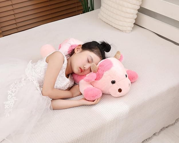 YESGIRL 25.6 inch 5 lbs Cow Weighted Stuffed Animals, Large Weighted Plush Animal, Cute Plush Toy Pillow, Soft Kawaii Plushie Gifts for Adults, Kids, Boys and Girls(Pink) thumbnail 5