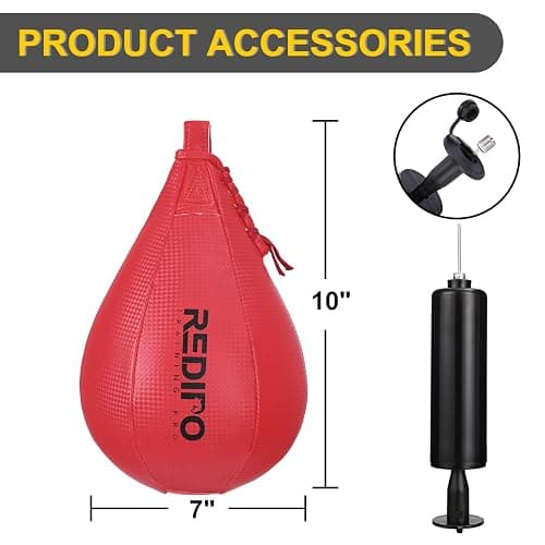 Redipo Superior Boxing Speed Bag - PU Leather Speed Punching Ball - Heavy Duty Hanging Swivel Ball for Gym & MMA Muay Thai Sports Fitness - Punching Dodge Striking Speed Reflex Ball thumbnail 3