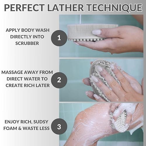 Silicone Body Scrubber for Shower - Gentle Exfoliating Back Scrubber with Soft Bristles - Avilana Premium Dual Sided Bath Brush Massage - Loofah Alternative for Sensitive Skin - Gift Women Men thumbnail 9