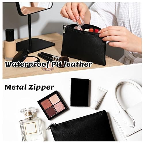 Gvhntk 2 Pcs Makeup Bag Small Cosmetic Bag for Purse Pouch PU Leather Cute Travel Pouch with Zipper Organizer Storage for Women thumbnail 5