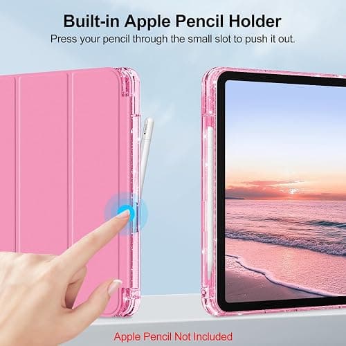 Fintie Slim Case for iPad (A16) 11th Generation 11 Inch (2025), iPad 10th Generation 10.9 Inch (2022) - Glittering Sparkly Shockproof Cover with Shiny Clear Back Shell & Pencil Holder, Pink thumbnail 6
