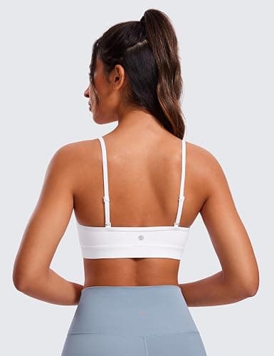CRZ YOGA Butterluxe V-Neck Sports Bras for Women - Adjustable Thin Straps Padded Yoga Top Basic Wireless Camisole thumbnail 2