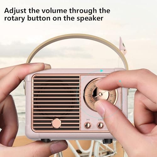 Baolira Retro Bluetooth Speaker, Portable Wireless Speaker with Crystal Clear Stereo Sound Rich Bass, Best Birthday Gifts Ideas for Women Teenage (Pink) thumbnail 6