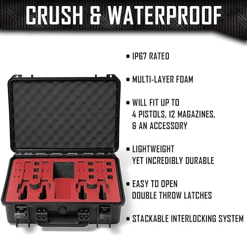 4 Pistol 12 Magazine Doro Gun Case with Custom MyCaseBuilder Foam Insert - Waterproof, Heavy Duty - Tactical Firearms, Ammunition, and Accessory Holder - 18 x 14 x 7 Inches thumbnail 2