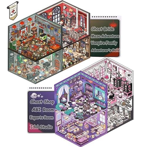 20 Sets 3D Sticker Scene Book for Adults & Kids - DIY DIY Horror Adventure House, Fantasy Art Therapy Stickers Collection | Stress Relief, Home Decoration (Sticker Therapy Activity Book thumbnail 3