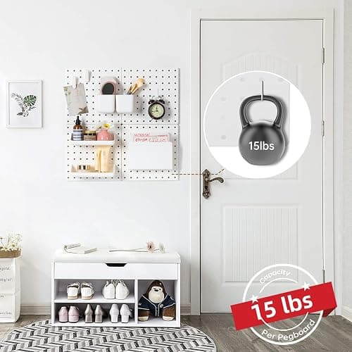 VUSIGN Peg Board Combination Kit, 22"x22" Pegboards and Accessories for Wall Organization, Pegboard Wall Organizer for Office, Home, Desk, White thumbnail 5