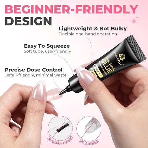UNA GELLA 15g Nail Glue for Press On Nails with 20ml Nail Glue Remover Kit | Quick Dry Semi Solid Glue, No U V Lamp Needed, Non-Acetone Gentle Remover, Strong Hold Nail Tips Glue Gel, for DIY Manicure thumbnail 6