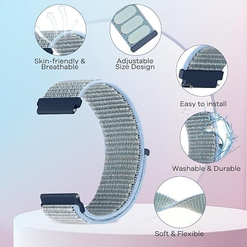 PBFairyy 20mm Watch Bands for Garmin Forerunner 55/570 42mm/165/645/245 Music/Garmin Vivoactive 6/Vivoactive 5/3/Garmin Venu/Venu Sq 2 for Men Women, 20mm Watch Straps for Amazfit Active 2/Active thumbnail 5