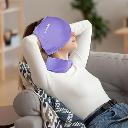 ComfiTECH Cold Cap and Neck Ice Pack Wrap Gel Combo, Care Package for Head and Cervical, Lavender thumbnail 6