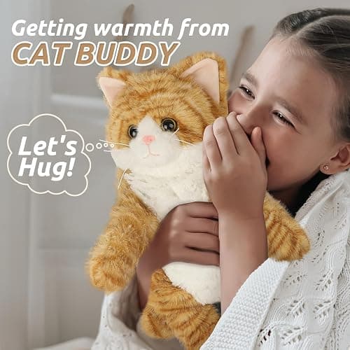 Orange Tabby Cat Stuffed Animals, Microwavable Stuffed Animal Adorable Fluffy Cat Plush for Warmth & Comfort, Heatable & Coolable Lavender Scent Cat Toys, Cute Soft Plushies Cat Gifts for Kids & Adult thumbnail 4