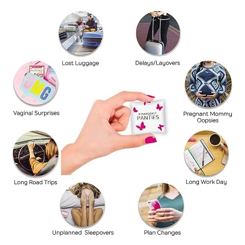 Emergency Panties 4in1 Kit Includes Seamless Bikini Underwear, Fresh Wipe & Liner Accidents Travel On-The-Go Hygiene Toiletry Kit Black Bikini thumbnail 4