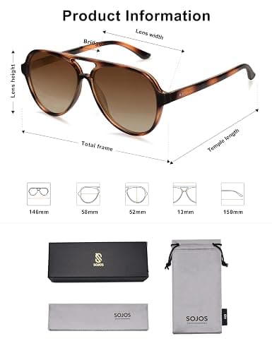SOJOS Classic Polarized Aviator Sunglasses for Women Men, Retro Trendy Aviators Shades SJ2201 thumbnail 6