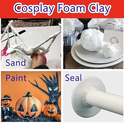500g Cosplay Foam Clay,Lightweight Sculpting Foam, Air Dry Clay for Cosplay and Costumes,Moldable Foam Clay for Intricate Designs, Cutting or Rotary Tool, Sanding or Shaping (White) thumbnail 7