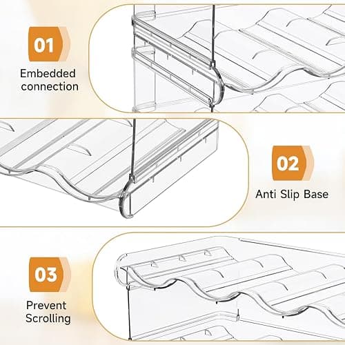 spospo Stackable Water Bottle Organizer, Large Compartment Water Bottle Holder, 3 Tier Water Bottle Organizer for Cabinet, Water Bottle Rack for Kitchen Organization and Storage - Hold 12 Bottles thumbnail 5