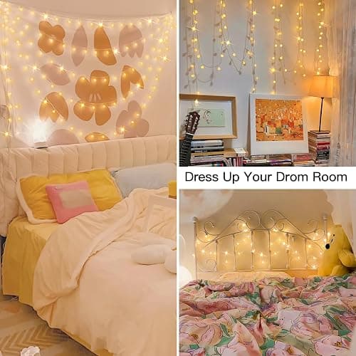 suddus String Lights for Bedroom, 33ft 100 Led Connectable Globe String Lights Indoor, Hanging Fairy Lights Plug in with Remote for Kids Room Dorm Classroom Outdoor Christmas Tree Decor, Warm White - 100 LED CONNECTABLE - PLUG - Warm White thumbnail 2