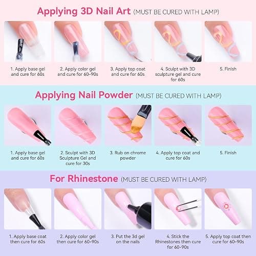 Makartt 3D Gel Nail Art & Chrome Nail Powder Kit: 15g Sculpting Gel for Nail Art DIY No wipe 3D Molding and Metallic Chrome Powder Set for Decoration Manicure Pedicure Use thumbnail 9