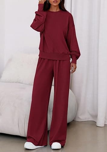 PRETTYGARDEN Womens 2 Piece Sets Long Sleeve Sweatshirt Wide Leg Pants Loose Matching Lounge Set Trendy Fall Outfits thumbnail 7